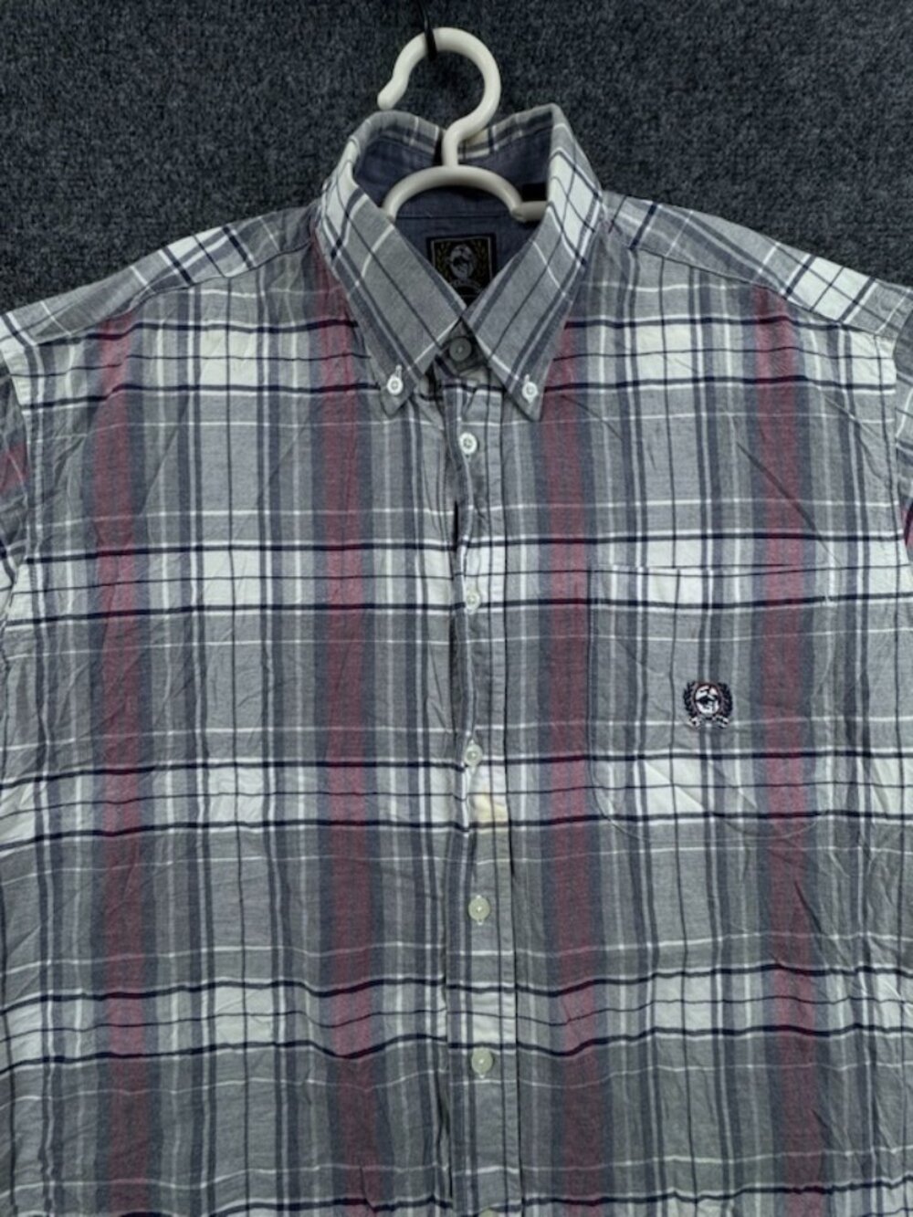 Cinch Gray White Cotton Button-Down Medium Pocket Shirt Casual Men Long Sleeve